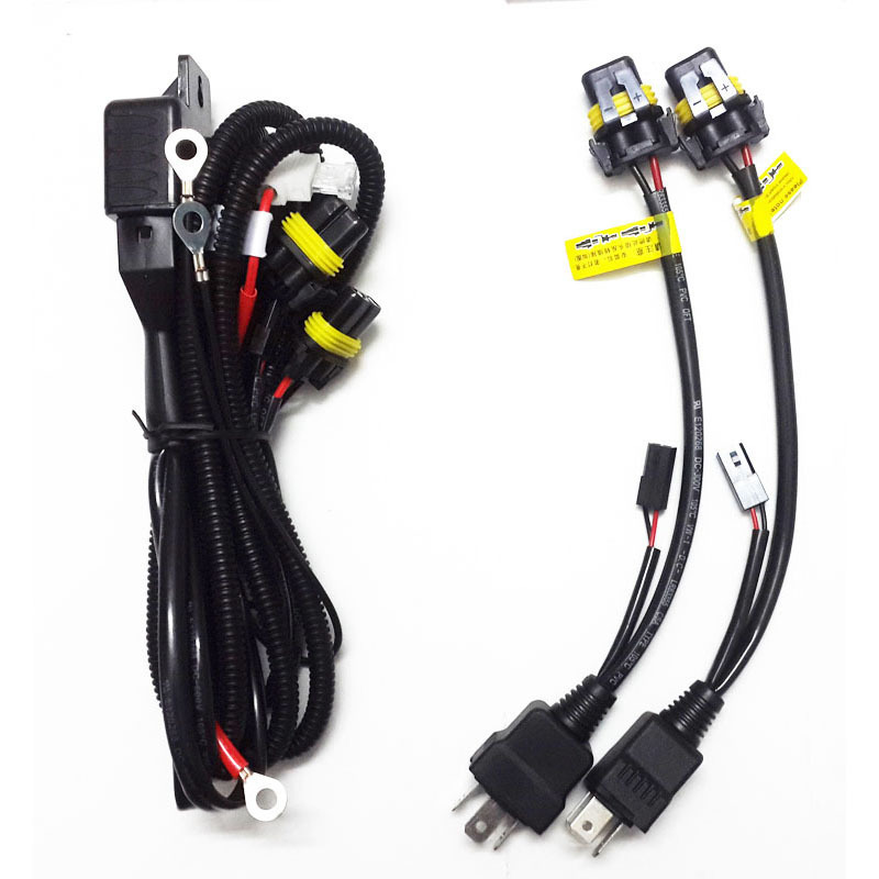 H4-3 Hi/Lo Xenon Light Wire H4 HID Relay Harness 12V 55W Car Headlight Accessories with LED and Xenon Bulb Universal Model