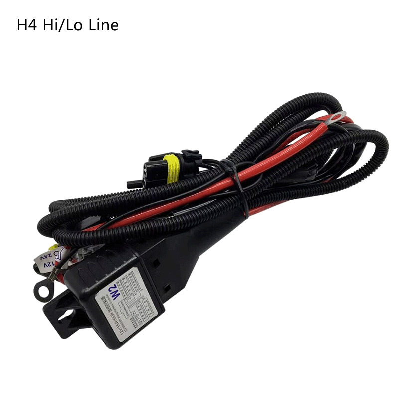 H4-3 Hi/Lo Xenon Light Wire H4 HID Relay Harness 12V 55W Car Headlight Accessories with LED and Xenon Bulb Universal Model