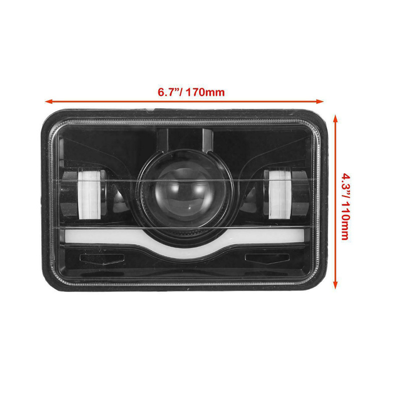 45W Red Light Angel Eye DRL Rectangular Square 4x6 5 Inch Led Headlight For Jeeps Truck Offroad Chevrolet Motorcycle 12V 24V