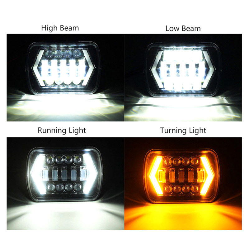 12V 24V 55W LED Headlight for Toyota Tacoma Chevrolet Jeep Cherokee XJ IP67 Rated Hi-Low Beam DRL 7X6