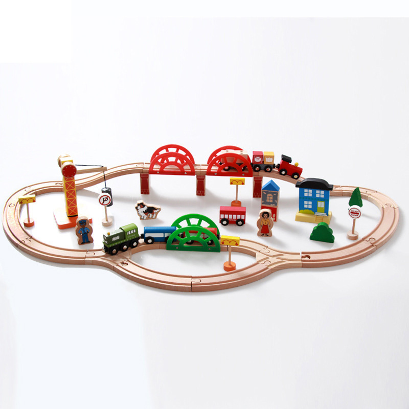 COMMIKI 120 Children's Educational Beech Wood Thomas Small Train Track Toys Kindergarten Gifts Wholesale Cross-border