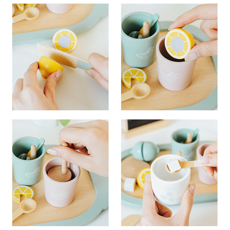 COMMIKI Hot Sales Children's Afternoon Tea Lemon Tea Set Set 3-6 Years Old Girl Girl Princess Play House Toys Wooden Kitchen Set