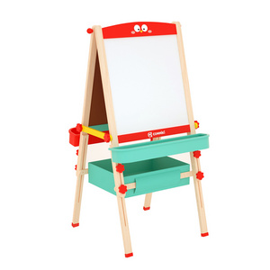 COMMIKI Muti Color Double-side Magnetic and Chalkboard Toys Kids Wooden Easel Board Drawing And Writing Stand Tablet Board Toy