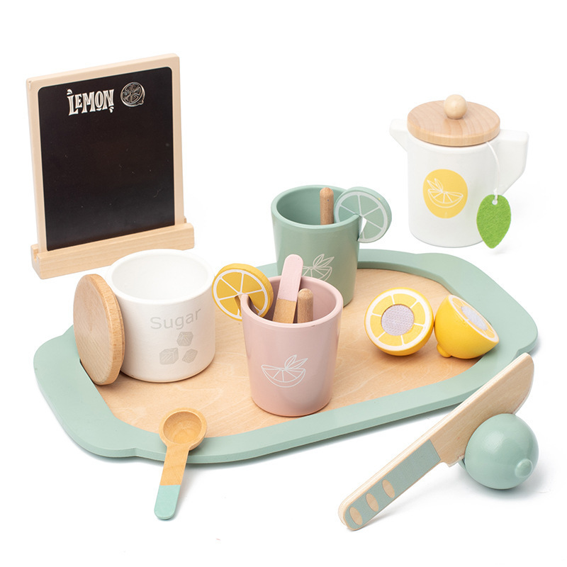 COMMIKI Hot Sales Children's Afternoon Tea Lemon Tea Set Set 3-6 Years Old Girl Girl Princess Play House Toys Wooden Kitchen Set