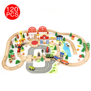 COMMIKI 120 Children's Educational Beech Wood Thomas Small Train Track Toys Kindergarten Gifts Wholesale Cross-border