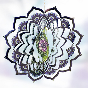 Mandala Kinetic Wind Spinner - Hanging Garden Decor - Yard and Garden Metal Spinner - Wind Sculptures Ideal for Outdoor