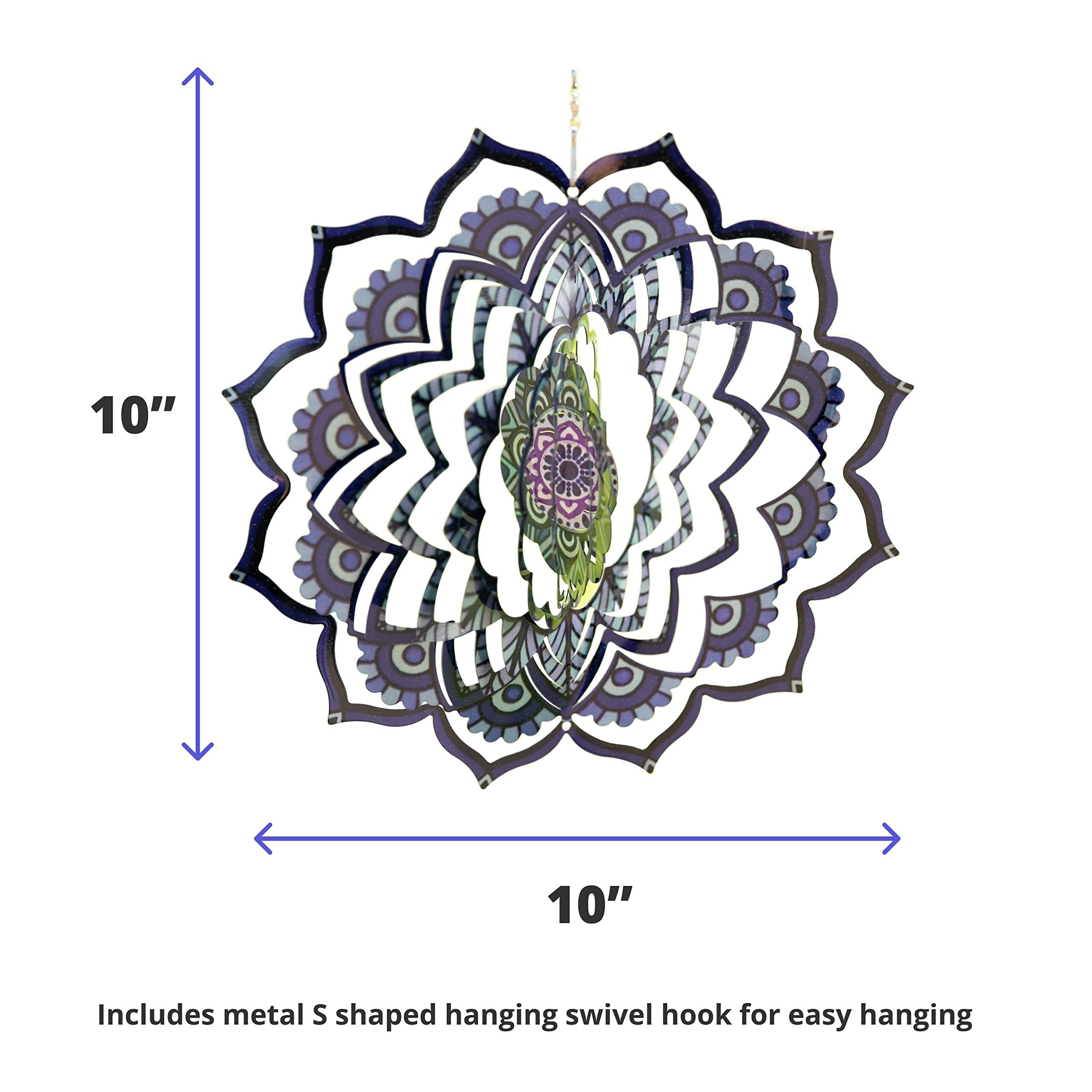 Mandala Kinetic Wind Spinner - Hanging Garden Decor - Yard and Garden Metal Spinner - Wind Sculptures Ideal for Outdoor