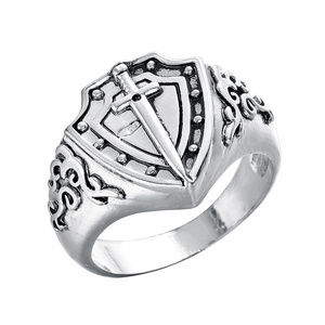 Knight's Ring Sword Shield Signet Rings For Men Medieval Retro Antique Alloy Zinc Bague Size 9 Cheap Jewelry