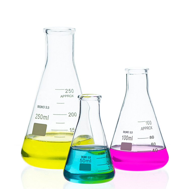 lab reasonable price 50ml 100ml 500 ml 5000 ml volumetric glass conical flask with short long neck