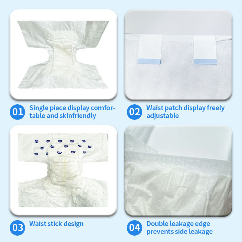 Wholesale Cheap in Bulk Elderly Nappies for Unisex Ultra Thick Adult Diapers Disposable Printed Abdl Free Sample XXL