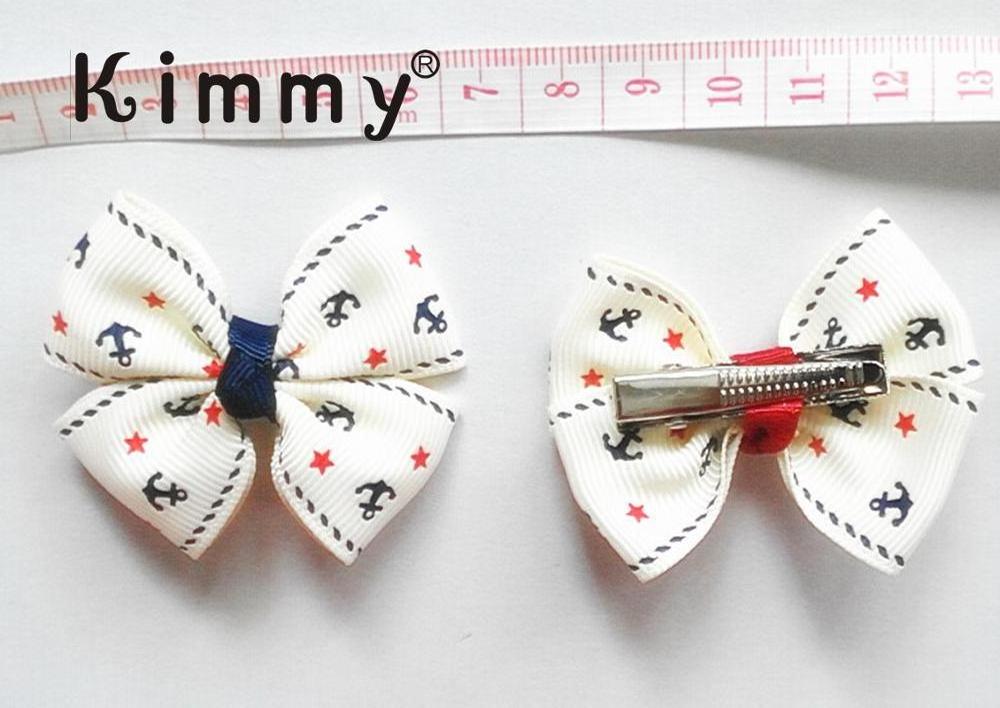 Baby Girls Small Nautical Bow  Anchor Boutique Hair Bow for Babies/Toddlers/Girls in Pink