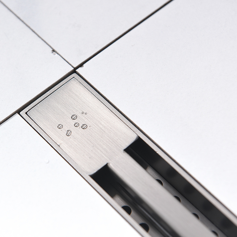 New Style 304 Stainless Steel hidden Shower Drain Cover Rectangle Shower Grate Sink Long Linear Floor Drain