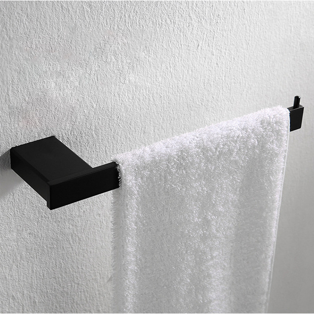 Modern Stainless Steel Bathroom Towel Rack Single Type with Black Design for Hotel Applications