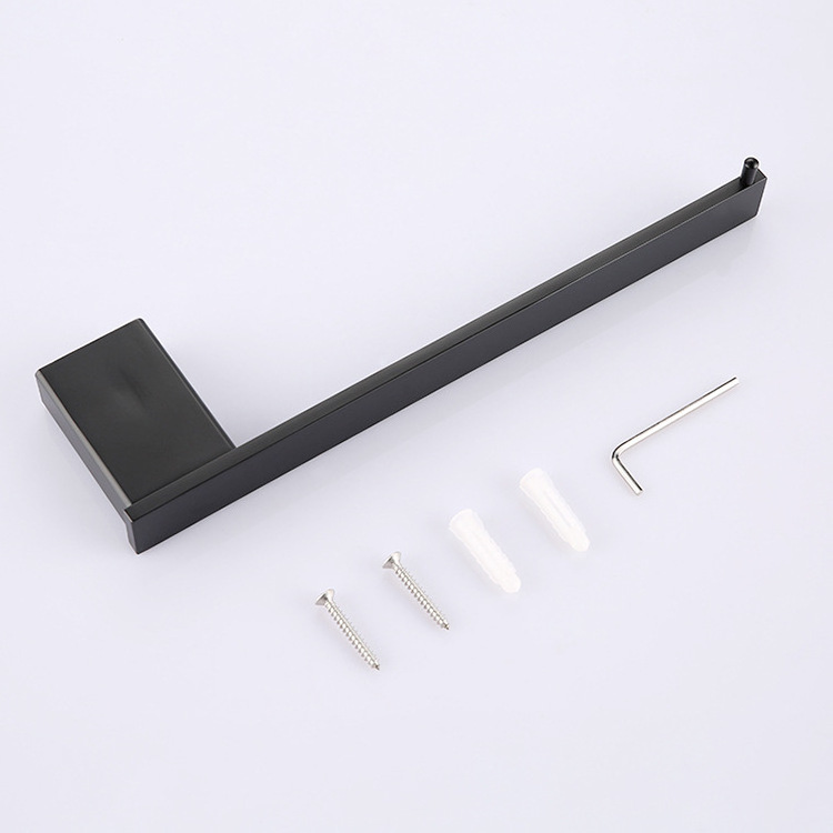 Modern Stainless Steel Bathroom Towel Rack Single Type with Black Design for Hotel Applications