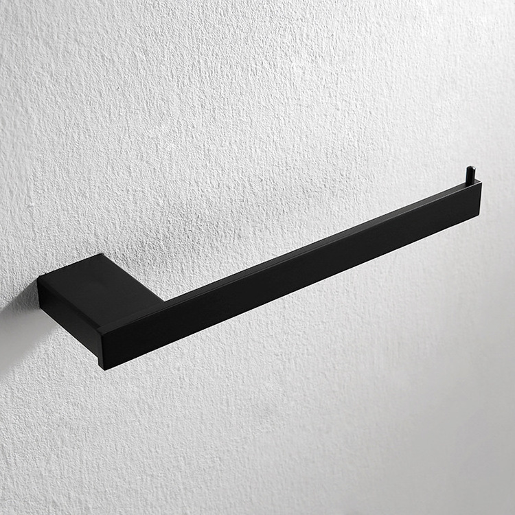 Modern Stainless Steel Bathroom Towel Rack Single Type with Black Design for Hotel Applications