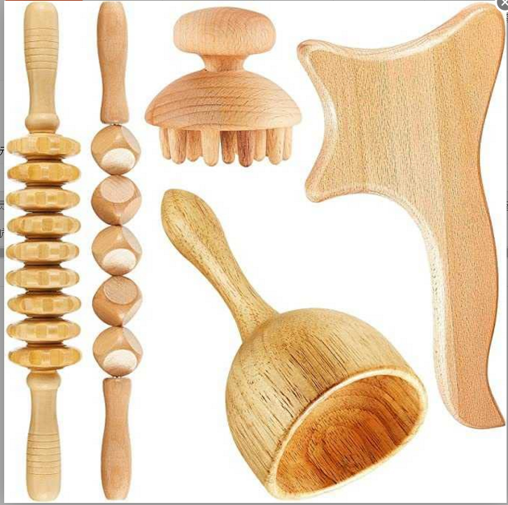 Cellulite Wooden Body Lymphatic Drainage Tool Kit Wood Therapy Massage Tools