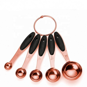 Premium Oval  stainless steel  copper coating Shape set of  Measuring Spoon Set kitchen & tabletop kitchen accessories