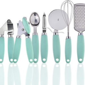 7 Pcs for kitchen tools with Soft Touch Mint green Handles and stainless steel head Kitchen Gadget Set