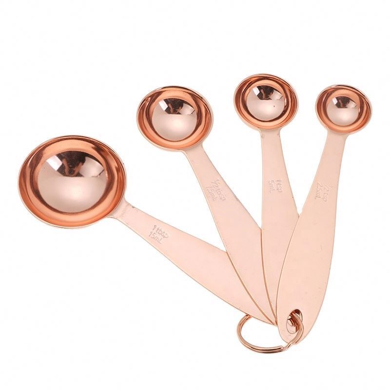 Premium Oval  stainless steel  copper coating Shape set of  Measuring Spoon Set kitchen & tabletop kitchen accessories