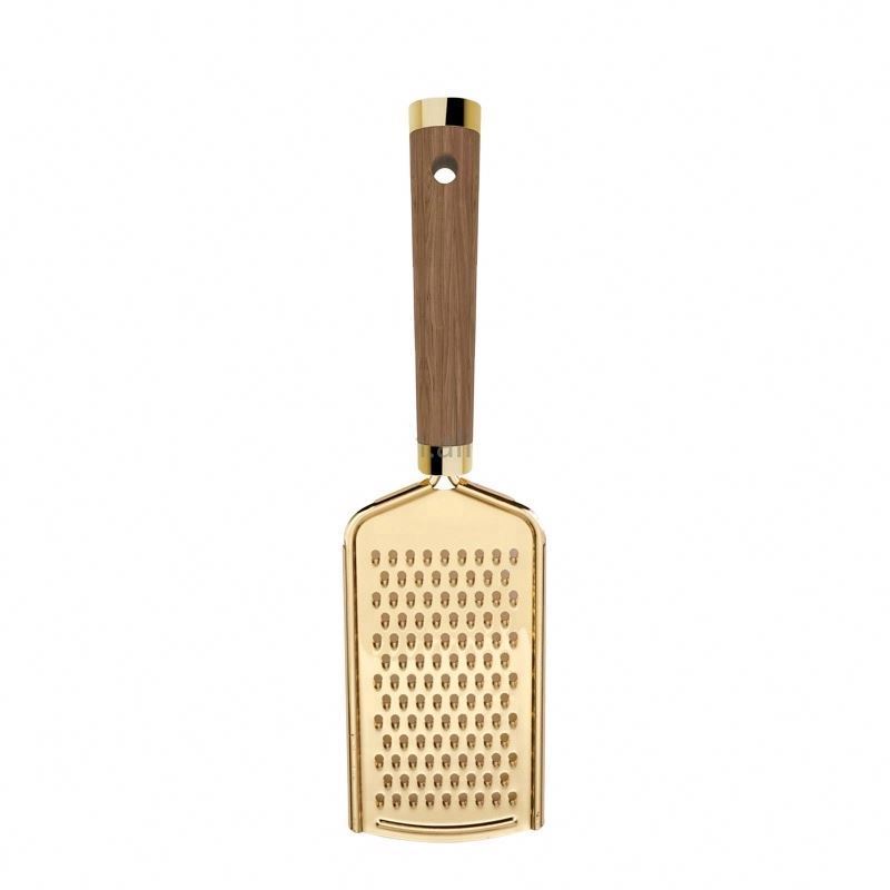 Best selling kitchen gadgets golden coating flat grater with wood handle