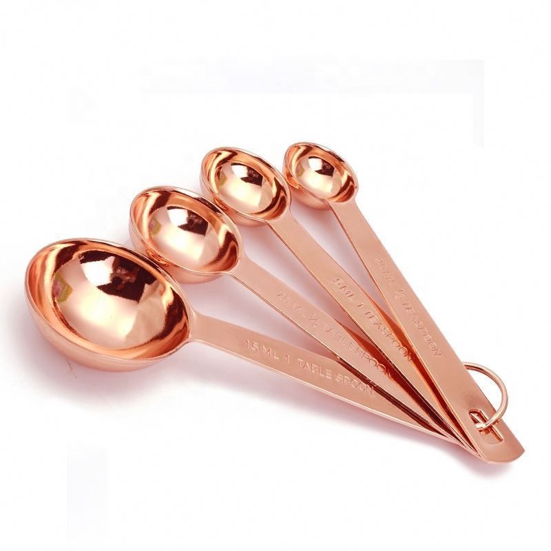 Premium Oval  stainless steel  copper coating Shape set of  Measuring Spoon Set kitchen & tabletop kitchen accessories