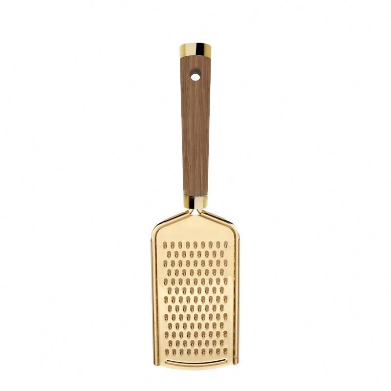 Best selling kitchen gadgets golden coating flat grater with wood handle