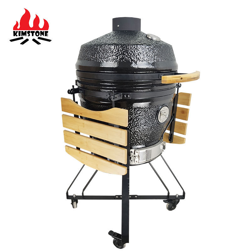 KIMSTONE New arrival 22 inch XL L large size with chip feeder spice tank Kamado Pellet Grill ceramic Charcoal Griller