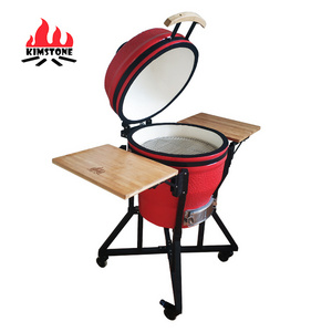 KIMSTONE 22 inch Big Size Red Barbeque Ceramic Egg Shape Kamado BBQ Grill Outdoor