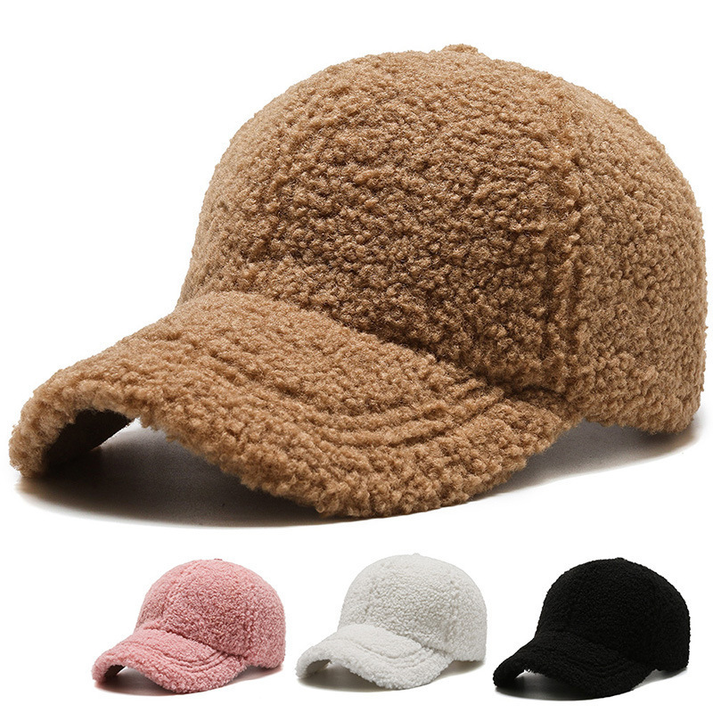 Custom embroidery wool fur warm outdoor fleece cap unisex winter gorras baseball cap