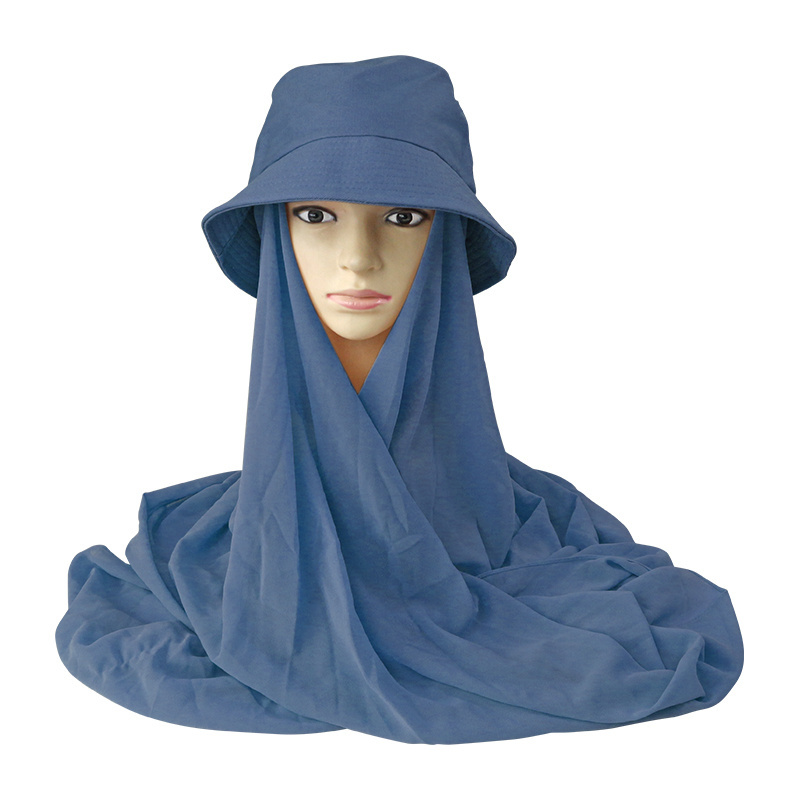 Scarf Head Chiffon Voile Muslim Scarf Hijab Bucket Hat Women Turban New Adjustable Solid Color Custom Adult Spring Kimtex 100pcs