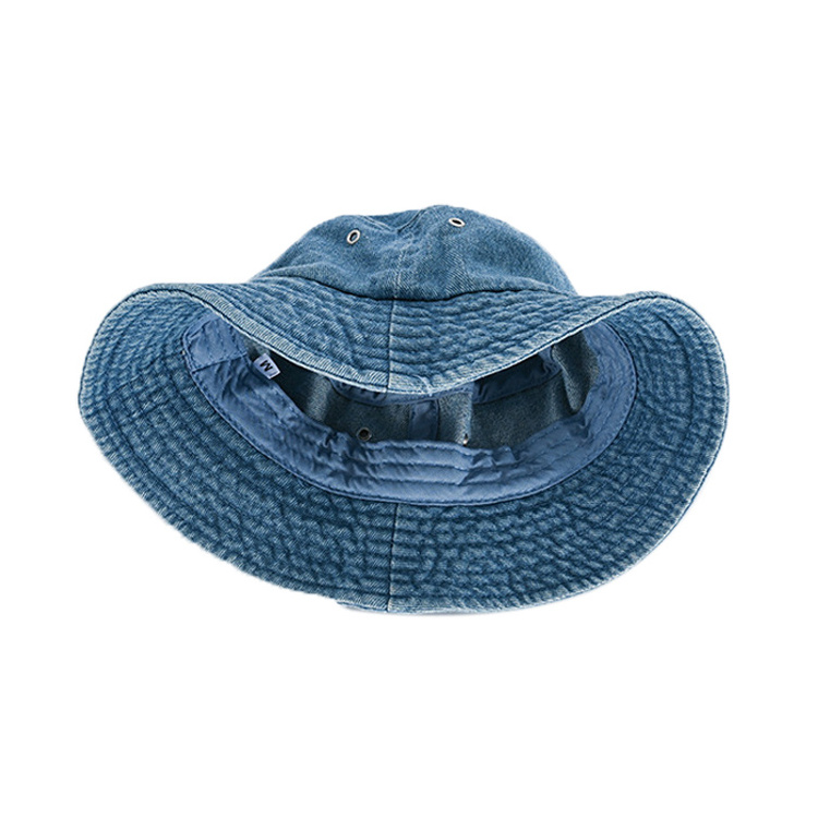 Top quality Washed Denim Bucket Hat Wide Brim Cotton Fisherman Summer Sun Hat