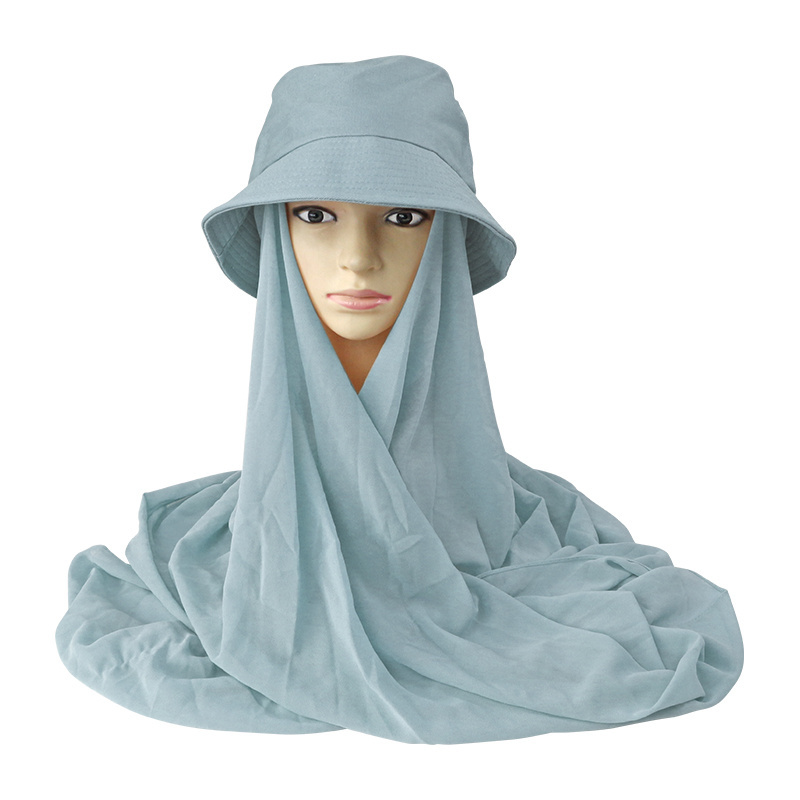 Scarf Head Chiffon Voile Muslim Scarf Hijab Bucket Hat Women Turban New Adjustable Solid Color Custom Adult Spring Kimtex 100pcs