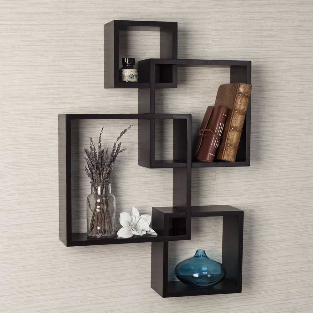 High Standard Set of Intersecting Cubes Wall Storage Shelves Natural, Walnut, Black and White Made in Vietnam