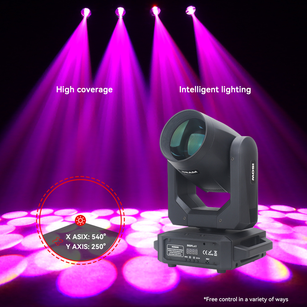 Lyre 200W Rainbow Effect 12 Gobos Led Moving Head Light RGBW Beam Spot 6+12Prisms Disco DJ Christmas Party Stage Lighting