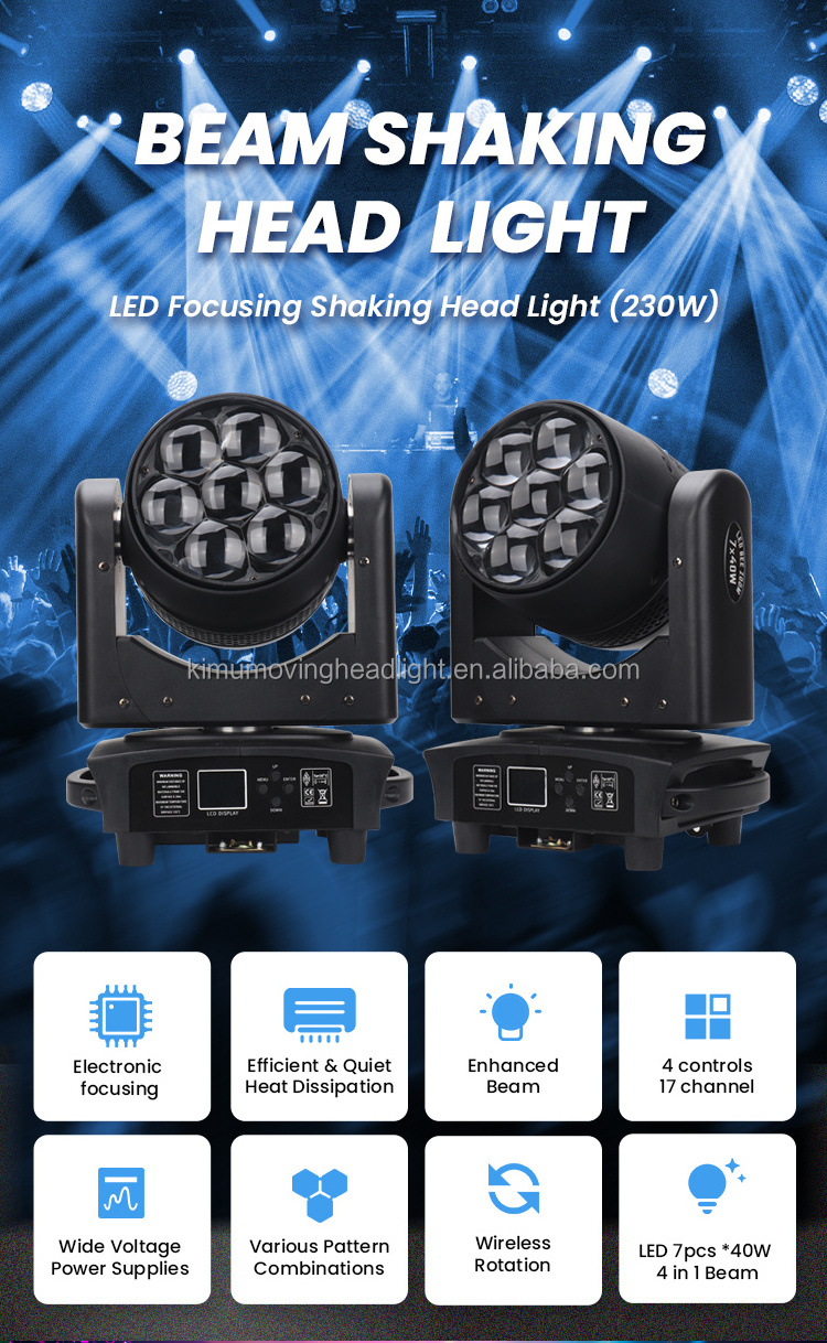 Bee Eye 7*40W RGBW Zoom Wash LED Moving Head Light DMX Sharpy Light Dj Stage Light