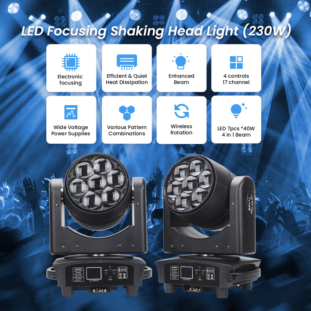 Bee Eye 7*40W RGBW Zoom Wash LED Moving Head Light DMX Sharpy Light Dj Stage Light