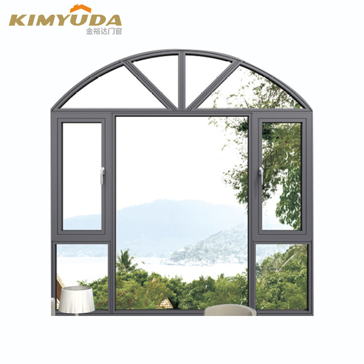 aluminum half moon swing windows double glazing casement window with customized measurement for the villa