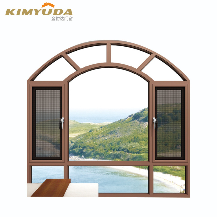 aluminum half moon swing windows double glazing casement window with customized measurement for the villa