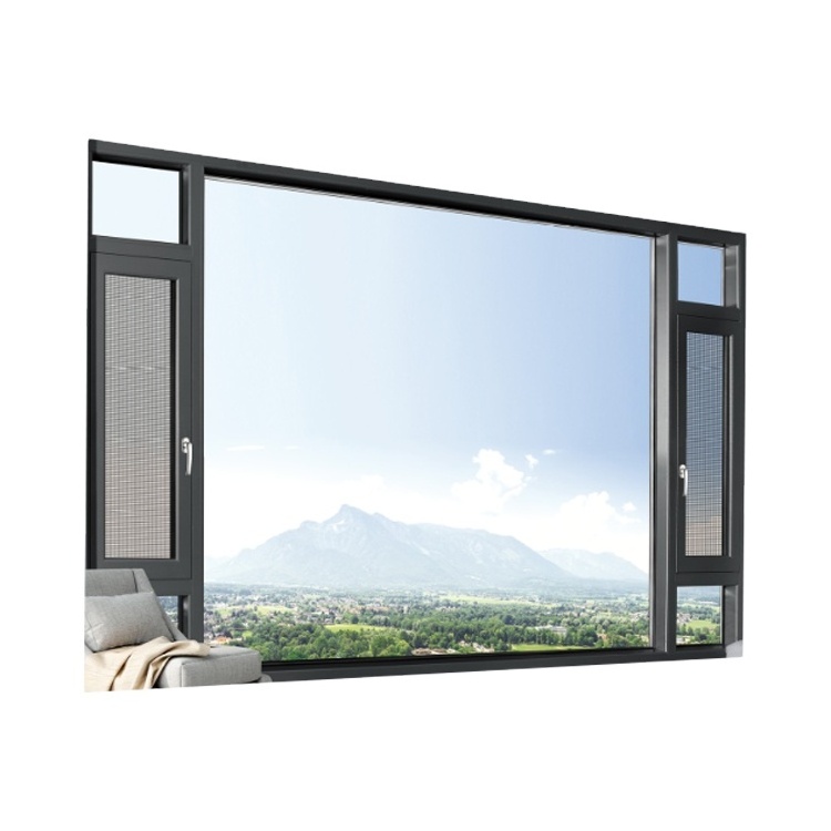 Double Glass Price Thermally Broken Louvers Grey Standard Low E Glass Oval Aluminium Frame Windows