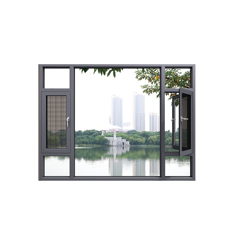 Double Glass Price Thermally Broken Louvers Grey Standard Low E Glass Oval Aluminium Frame Windows