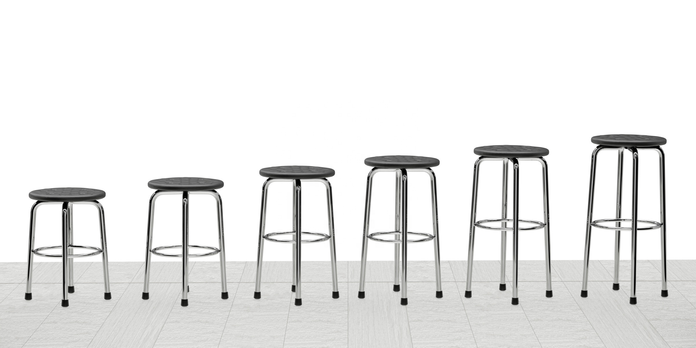 4-foot Round Stool Stainless Steel for Workshops, Laboratories and Schools Poly Urethane 201 / 304 in Various Sizes Metal