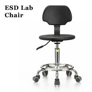 Laboratory chairs  esd lab chair PU foam anti-static backrest electroplate Round foot workshop can be lifted and rotate