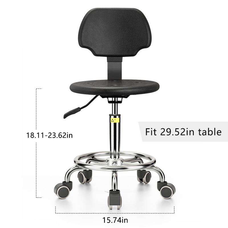 Laboratory chairs  esd lab chair PU foam anti-static backrest electroplate Round foot workshop can be lifted and rotate