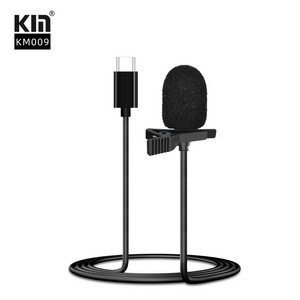 KM TYPE-C Lavalier style wired microphone for mobile live streaming, eating and recording, karaoke clip, mini microphone