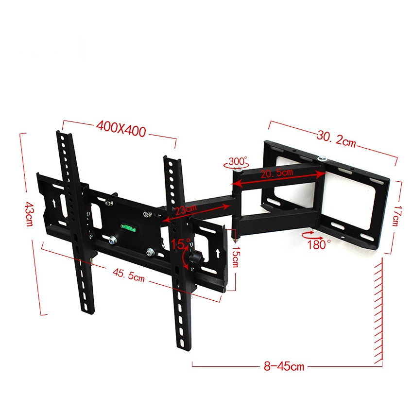 Hot Sale Retractable full motion tv wall mount bracket for 32 to 80 inch lcd led plasma TV