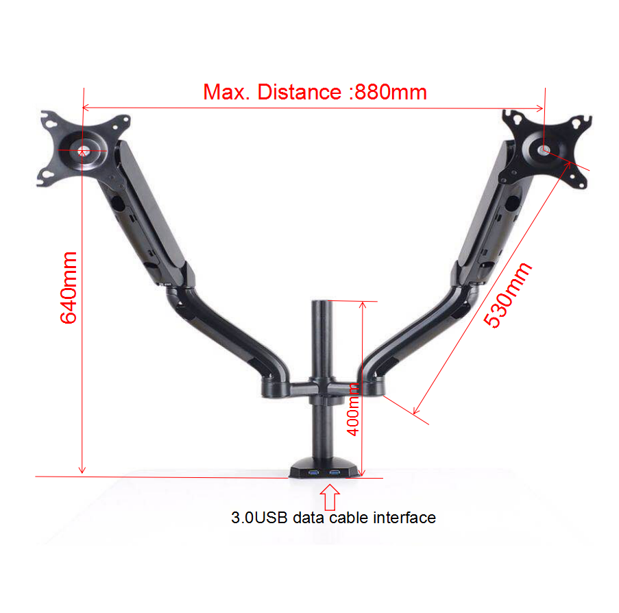 Gas Spring monitor desk mount Dual Monitor Computer Stand/Holder Adjustable Monitor Swing Arm