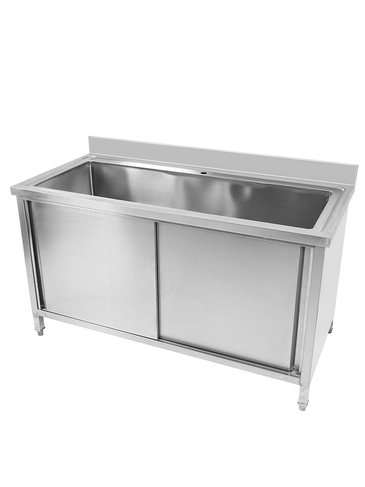 Popular Restaurant Commercial Kitchen Stainless Steel Cabinet With Large Pot Sink