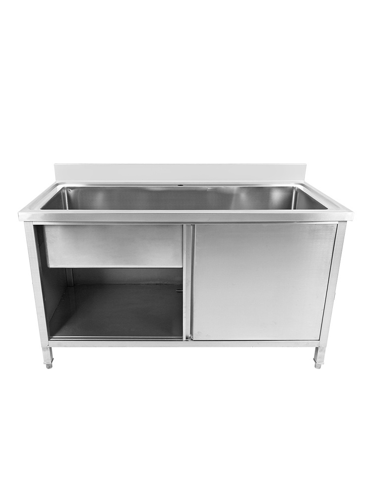 Popular Restaurant Commercial Kitchen Stainless Steel Cabinet With Large Pot Sink