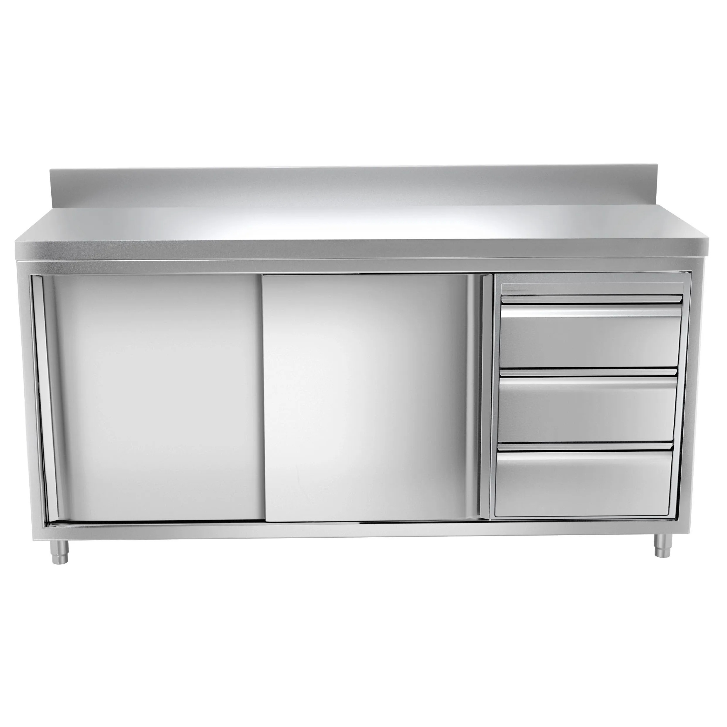 Restaurant Customised Equipment  Kitchen Cupboard With Drawer Stainless Steel Storage Work Cabinet With Backsplash