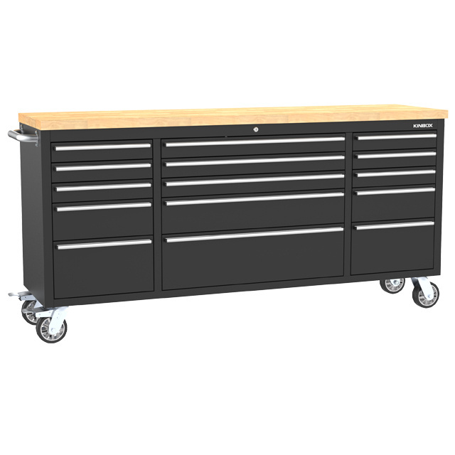 Kinbox 72-Inch 15-Drawer Stainless Steel Tool Cabinet Heavy Duty for Workshop Store Tools